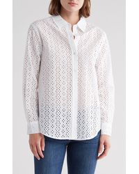 DKNY - Cotton Eyelet Button-up Shirt - Lyst