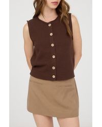 Blu Pepper - Solid Button Front Sweater Vest - Lyst