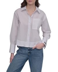 DKNY - Long Sleeve Cropped Button Up Shirt - Lyst