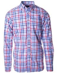Haspel Franklin American Flag Plaid Regular Fit Cotton Shirt In White/red/blue At Nordstrom Rack