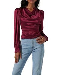 Astr - Lilith Cowl Neck Satin Top - Lyst