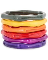 Kenneth Jay Lane - Set Of 6 Bamboo Shaped Resin Bangle Bracelets - Lyst