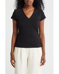 BOSS - Studded V-Neck T-Shirt - Lyst