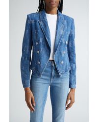 L'Agence - Wayne Denim Double Breasted Crop Jacket - Lyst