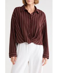 Caslon - Stripe Twist Front Textured Button-Up Top - Lyst