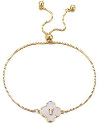 Adornia - Mother Of Pearl Initial Clover Bracelet - Lyst