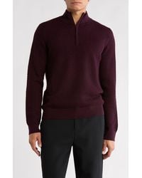 Bruno Magli - Textured Merino Wool Quarter Zip Pullover - Lyst
