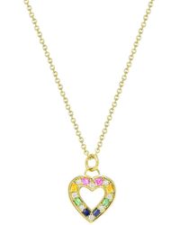 Ron Hami - 14k Yellow Gold Multi Sapphire & Diamond Open Heart Pendant Necklace - Lyst