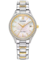 Citizen - Crystal Two-Tone Eco-Drive Bracelet Watch, 34Mm X 8.14Mm - Lyst