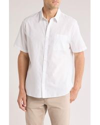 Vince - Classic Fit Short Sleeve Linen Blend Button-Up Shirt - Lyst