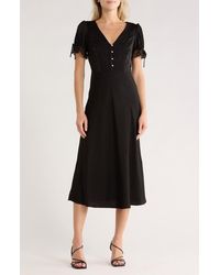 Wayf - Lace Trim Midi Dress - Lyst