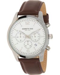 Kenneth Cole - Quartz Multifunction Leather Strap Watch, 50Mm - Lyst
