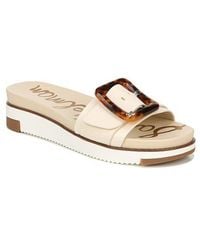 Sam Edelman - Ariane Leather Tortoise Buckle Platform Slide Sandals - Lyst
