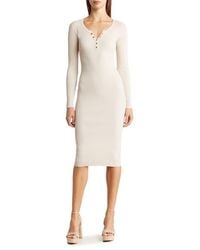Blu Pepper - Long Sleeve Rib Knit Midi Dress - Lyst
