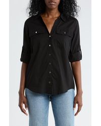 DKNY - Solid Roll Sleeve Button-Up Shirt - Lyst