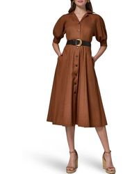 Donna Karan - Linen Blend Midi Shirtdress - Lyst