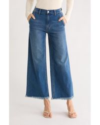 Alice + Olivia - Emory High Waist Fray Hem Wide Leg Jeans - Lyst