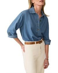 Faherty - Oceanview Organic Cotton & Linen Denim Popover Top - Lyst