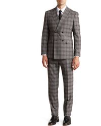 English Laundry - Plaid Double Breasted Peak Lapel Suit - Lyst