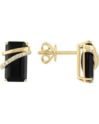 Effy - 14K Diamond & Onyx Stud Earrings - Lyst