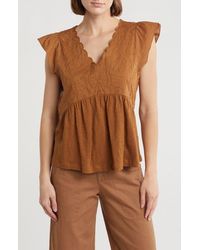 Democracy - Embroidered Peplum Top - Lyst