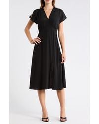 BOSS - Dawarina Short Sleeve Silk Fit & Flare Dress - Lyst