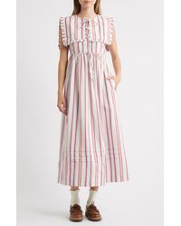 Damson Madder - Josephine Stripe Organic Cotton Midi Dress - Lyst