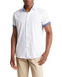 Tom Baine - Slim Fit Short Sleeve Performance Stretch Button-Up Shirt - Lyst