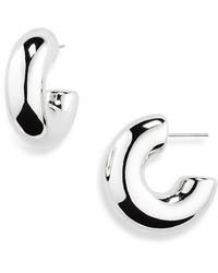 Natasha Couture - C Tube Hoop Earrings - Lyst