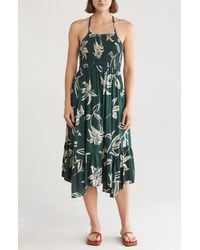 Angie - Smocked Floral Midi Dress - Lyst