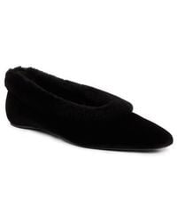 TOTEME - Genuine Shearling Trim Velvet Pointed Toe Ballet Flat - Lyst