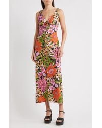 FARM Rio - Vivi Rosette Detail Floral Linen Blend Maxi Dress - Lyst