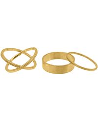 Adornia Assorted 3-pack 14k Yellow Gold Plated Stacking Rings At Nordstrom Rack - Metallic