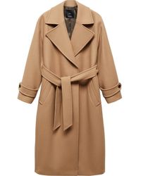 Mango - Belted Wool Blend Coat - Lyst