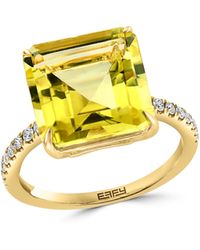 Effy - 14k Yellow Gold Citrine & Pavé Diamond Ring - Lyst