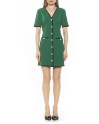 jaiya short sleeve button front dress Alexia Admor Women's Jaiya V-Neck Scuba Crepe Button-Down Dress