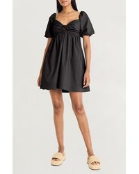 The Good Journey - Bubble Sleeve Babydoll Minidress - Lyst