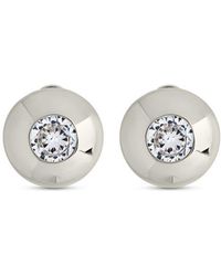 Sterling Forever - Zora Cubic Zirconia Dome Stud Earrings - Lyst