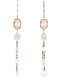 Meira T - Diamond & Rose Quartz Drop Earrings - Lyst