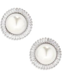Tasha - Cubic Zirconia & Faux Pearl Stud Earrings - Lyst