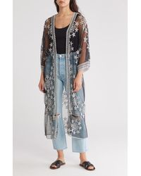 Forgotten Grace - Embroidered Tie Front Duster - Lyst