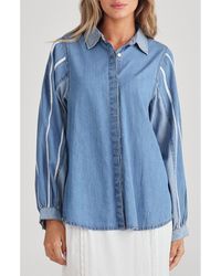 Talisman the Label - Stella Embroidered Detail Cotton Chambray Button-Up Shirt - Lyst