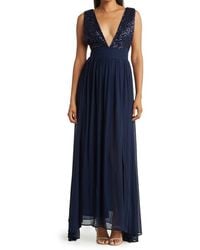 Love By Design - Daphne Sequin Top V-Plunge Maxi Dress - Lyst