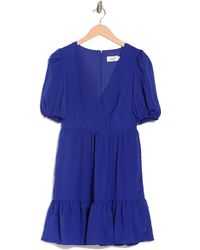 Eliza J Puff Sleeve Shift Dress in Navy 