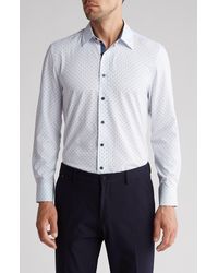 Con.struct - Trim Fit Abstract Four-way Stretch Performance Dress Shirt - Lyst