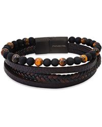HMY Jewelry - Mens' Multi-strand Bead & Braided Leather Bracelet - Lyst