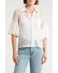 Forgotten Grace - Bubble Hem Short Sleeve Lace Top - Lyst