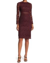 Love By Design - Lace Long Sleeve Midi Dress - Lyst
