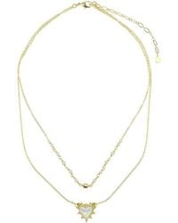 Panacea - Faux Pearl Heart Pendant Layered Necklace - Lyst