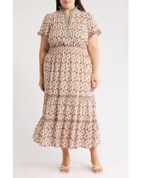 Max Studio - Flutter Sleeve Tiered Maxi Dress - Lyst